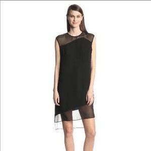Parker black silk mesh shift dress
